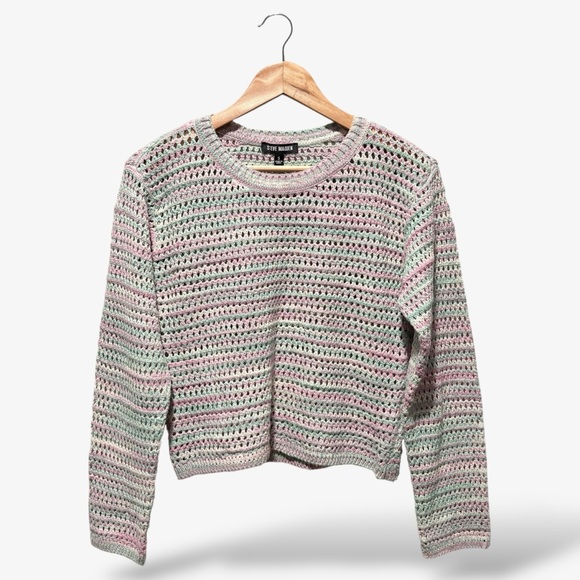 Steve Madden Sweaters - Steve Madden Crochet Knit Sweater Size S Purple Green Multicolor Boho Casual